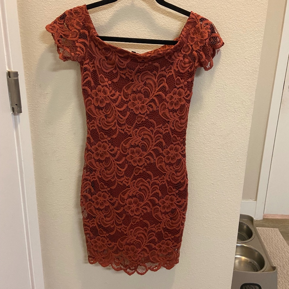 Orange Lace Bodycon Dress